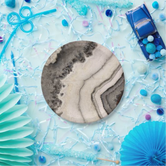 大理石天然白黒石灰 ペーパープレート (パーティー)