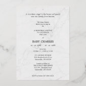 大理石実在の背景メタル上のシルバーエンジェル翼 箔招待状 (裏面)