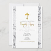 大理石希腊钥匙东正教婴儿洗礼 招待状 (正面)