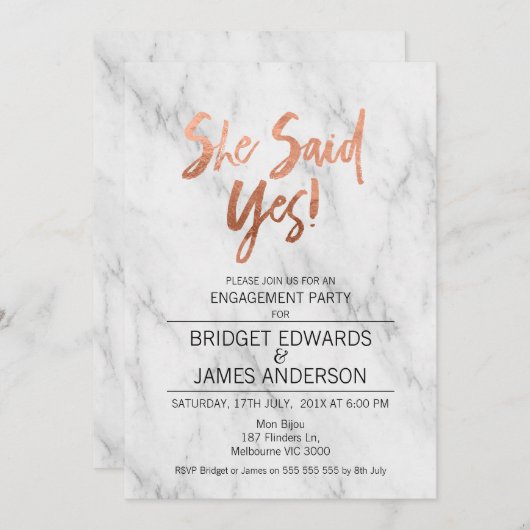 大理石彼女は招待状婚約の賛成しました 招待状 (正面/裏面)