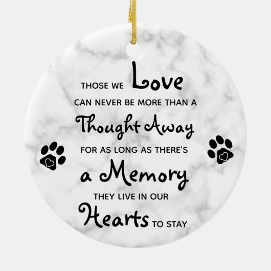 大理石悔やみや弔慰引用文ドッグフォトペットメモリアル セラミックオーナメント (裏面)