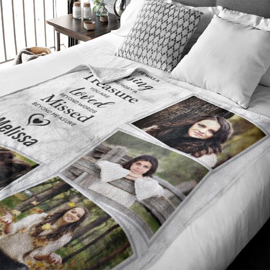 大理石悔やみや弔慰記念物記念フォトコラージュ フリースブランケット