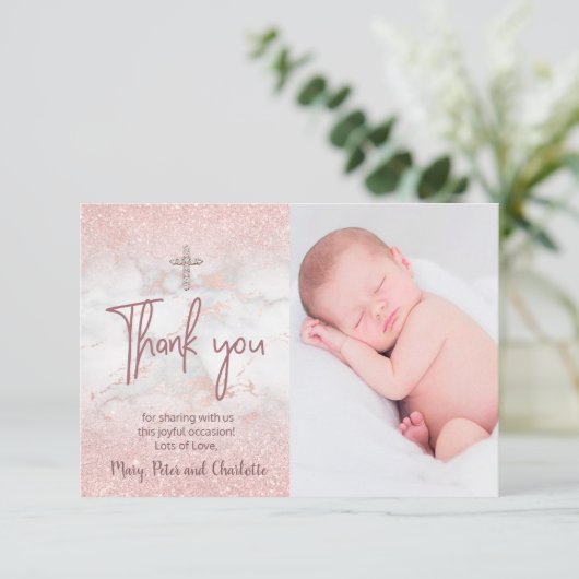 大理石感謝していの上でのバプテスピフェイクンクのグリッター 招待状 (スタンド正面)