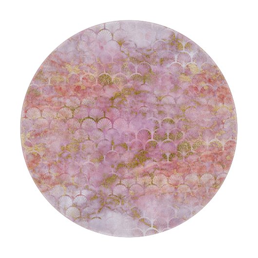 大理石抽象芸術アールデコトレイ桃色裁断板 カッティングボード (正面)