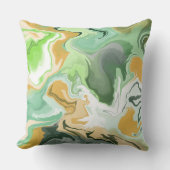 大理石抽象芸術グリーンとイエロー装飾用クッション クッション (正面)