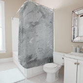 大理石抽象芸術シルバーグレーメタリックストローク シャワーカーテン (インサイチュ)