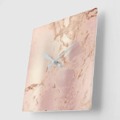 大理石抽象芸術パール赤面ピンクコーラルバラコッペ スクエア壁時計 (傾斜)