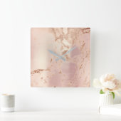 大理石抽象芸術パール赤面ピンクコーラルバラコッペ スクエア壁時計 (ホーム)