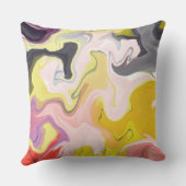 大理石抽象芸術ブラックとイエロー装飾用クッション クッション (裏面)