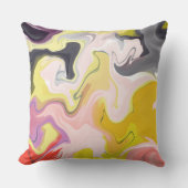 大理石抽象芸術ブラックとイエロー装飾用クッション クッション (正面)