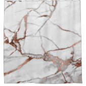 大理石抽象芸術ホワイトグレーコッパーバラ金ゴールド シャワーカーテン (正面)