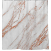 大理石抽象芸術ホワイトコーラルバラピンクコッパー シャワーカーテン (正面)