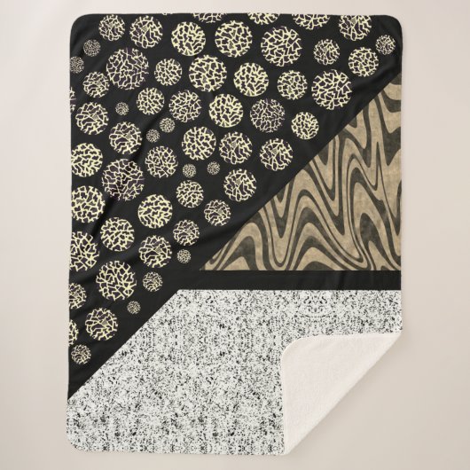 大理石抽象芸術レオパードブラック シェルパブランケット (正面)