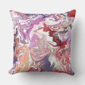 大理石抽象芸術レッド装飾用クッション-モダン液体 クッション (正面)