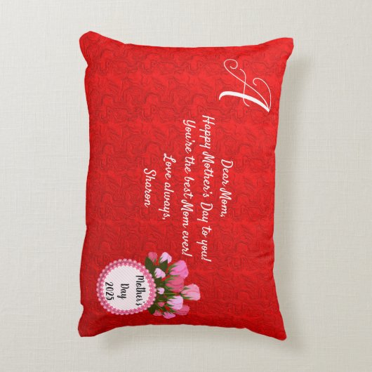 大理石抽象芸術両面2デザイン花母 アクセントクッション (裏面(縦))