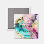 大理石抽象芸術日付の保存 マグネット (正面/裏面)