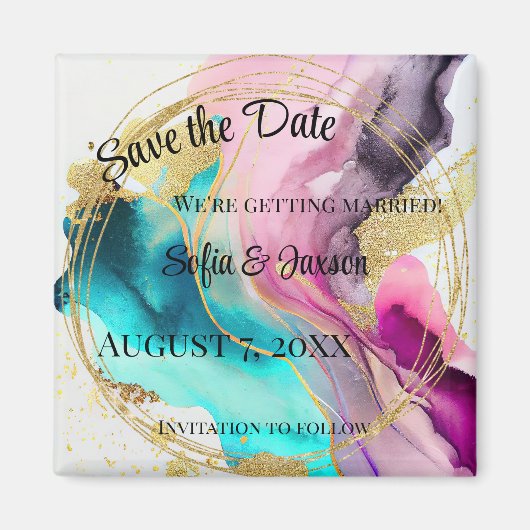 大理石抽象芸術日付の保存 マグネット (正面)