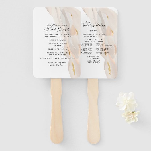 大理石抽象芸術結婚式 プログラムファン ハンドファン (正面&裏面)