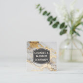 大理石板金ゴールド白 スクエア名刺 (スタンド正面)