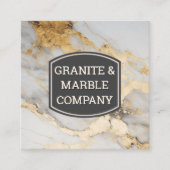 大理石板金ゴールド白 スクエア名刺 (正面)