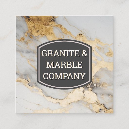 大理石板金ゴールド白 スクエア名刺 (正面)