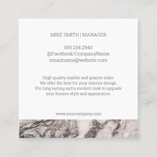 大理石板 | グラナイト スクエア名刺 (裏面)