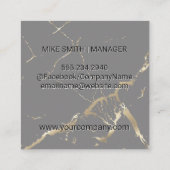 大理石板 | グラナイト | 金ゴールドテクスチャの背景 スクエア名刺 (裏面)