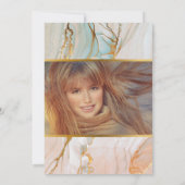 大理石桃金ゴールド花崗岩幾何誕生パーティー 招待状 (裏面)