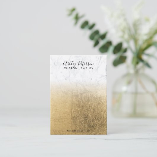 大理石様金ゴールド箔ジュエリーイヤリング表示 名刺 (スタンド正面)