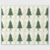 大理石模様にされたフレームの音楽記号のクリスマスツリー ラッピングペーパー (フラット)