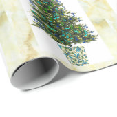 大理石模様にされたフレームの音楽記号のクリスマスツリー ラッピングペーパー (ロールコーナー)