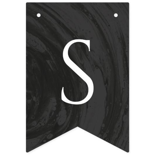 大理石模様のエンゲージメントパーティー バunting バナー - ブラック (第2の旗)