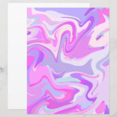 大理石模様のピンク パープル ターコイズ スクラップブック ペーパー (正面/裏面)