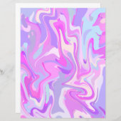 大理石模様のピンク パープル ターコイズ スクラップブック ペーパー (正面/裏面)