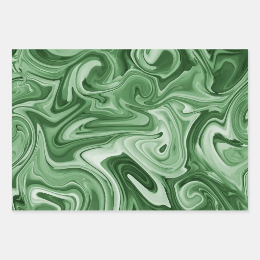 大理石模様のペイント クリスマスカラー 赤 緑 シャンパン ラッピングペーパーシート (正面)