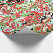 大理石模様をつけられたクリスマスのギフト用包装紙の赤い緑の白は渦巻きます ラッピングペーパー (角)