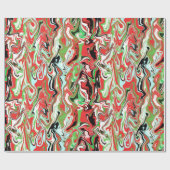 大理石模様をつけられたクリスマスのギフト用包装紙の赤い緑の白は渦巻きます ラッピングペーパー (フラット)