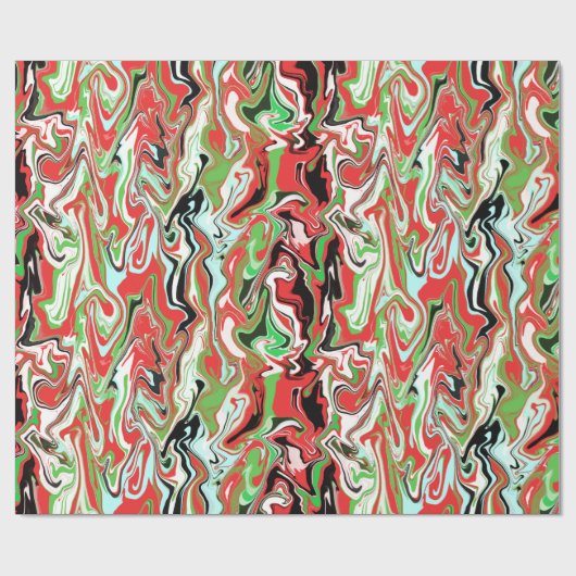 大理石模様をつけられたクリスマスのギフト用包装紙の赤い緑の白は渦巻きます ラッピングペーパー (フラット)