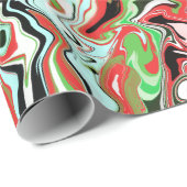 大理石模様をつけられたクリスマスのギフト用包装紙の赤い緑の白は渦巻きます ラッピングペーパー (ロールコーナー)