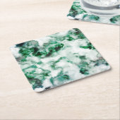 大理石模様をつけられた水晶質 スクエアペーパーコースター (アングル)