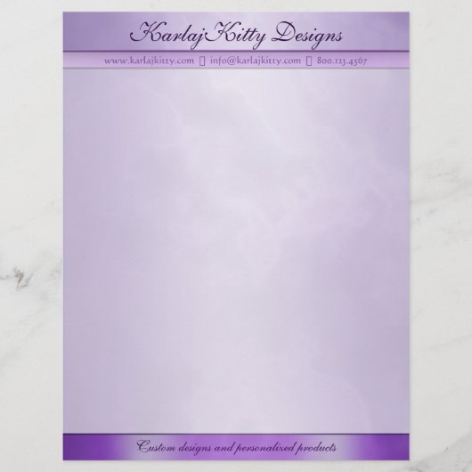 大理石模様をつけられた紫色のパーソナライズなレターヘッド レターヘッド (正面)
