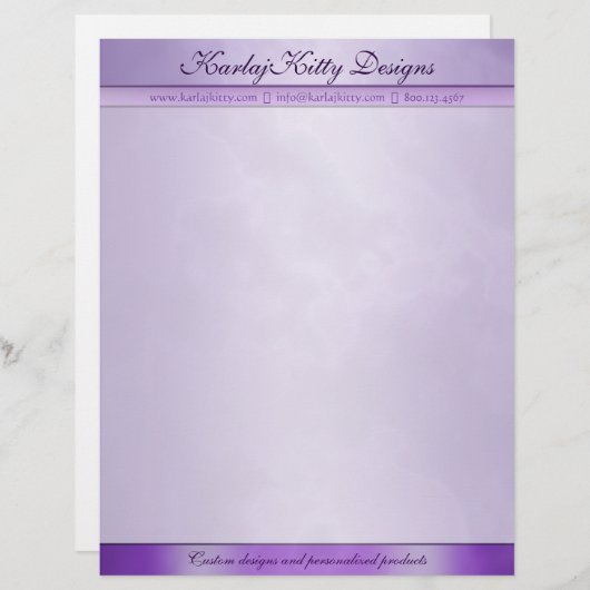 大理石模様をつけられた紫色のパーソナライズなレターヘッド レターヘッド (正面/裏面)