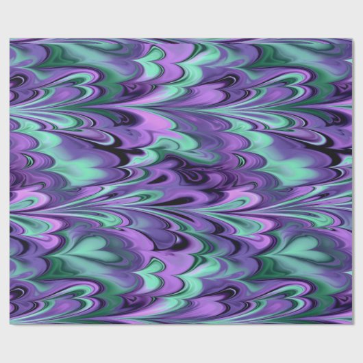 大理石模様をつけられた虹の紫色および水 ラッピングペーパー (フラット)