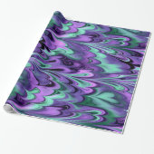 大理石模様をつけられた虹の紫色および水 ラッピングペーパー (アンロールド)