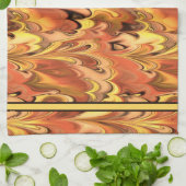 大理石模様をつけられた虹は錆及び金ゴールド渦巻きました キッチンタオル (折り畳み)