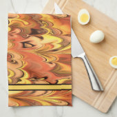 大理石模様をつけられた虹は錆及び金ゴールド渦巻きました キッチンタオル (四つ折り)