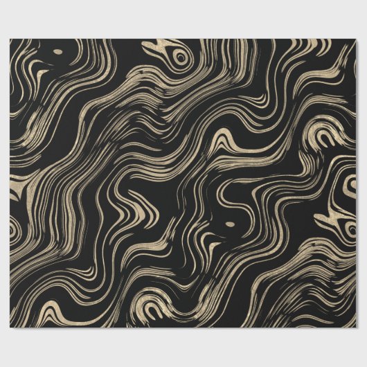 大理石模様をつけられた金ゴールドのギフト用包装紙 ラッピングペーパー (フラット)