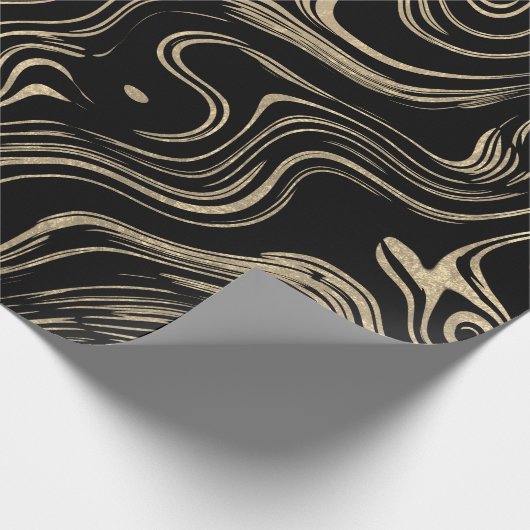 大理石模様をつけられた金ゴールドのギフト用包装紙 ラッピングペーパー (角)