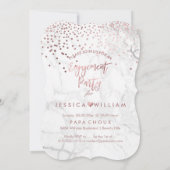 大理石模造ローズゴールドのコンフェッティ婚約 招待状 (裏面)