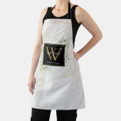 大理石水カラーフローラブラック金ゴールドモノグラム エプロン (インサイチュ)